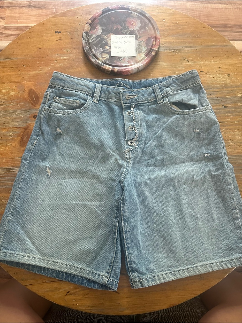 art class Light Blue Button-Fly Denim jorts